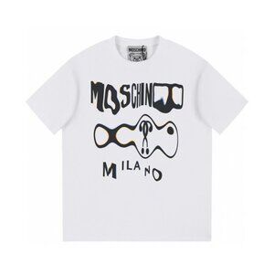 Moschino Black Letter Print White Short Sleeve